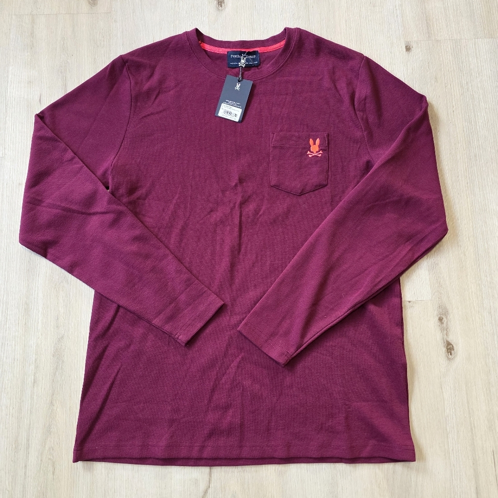 Psycho Bunny Vail Waffle Lounge Long Sleeve Tee Men's Size XL Red
